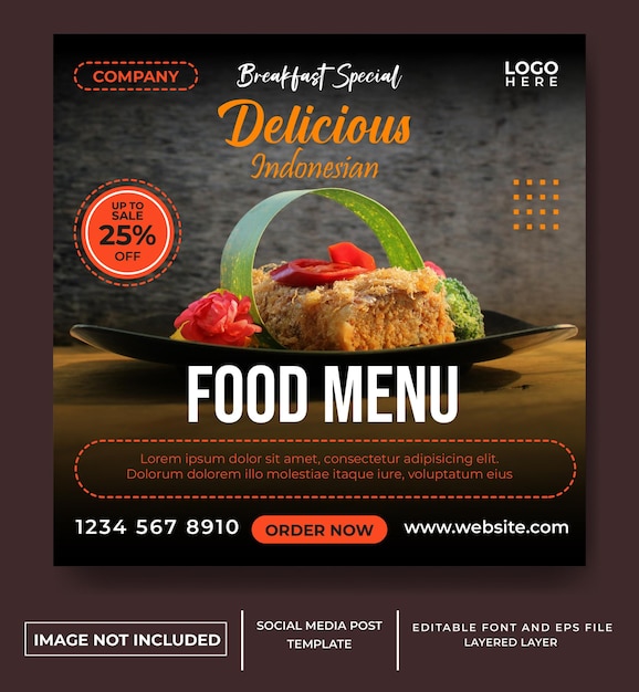 food and drink themed social media post template