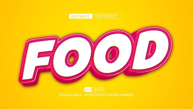 Food Editable Text Effect Vector 3d Style