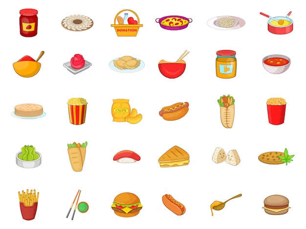 Food element set. Cartoon set of food vector elements