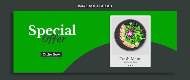 Vector food facebook cover social media template restaurant banner design web banner