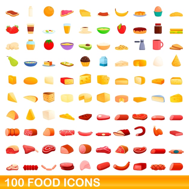 food icons set. Cartoon illustration of  food icons  set  on white background