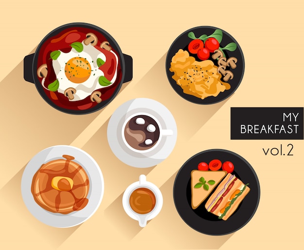 Food Illustration : Breakfast set