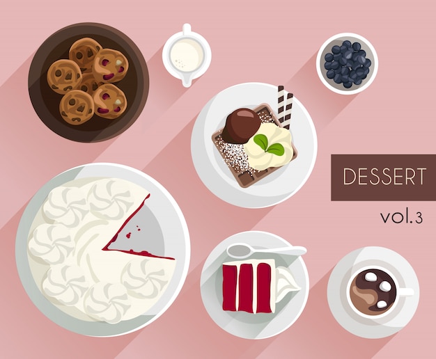 Food Illustration : Dessert set