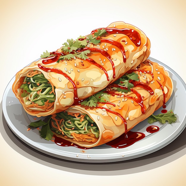 Vector food illustration egg vector roll meal restaurant cuisine isolated delicious asian tasty