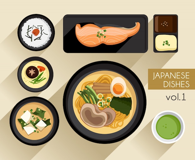 Food Illustration : Japanese Food Set