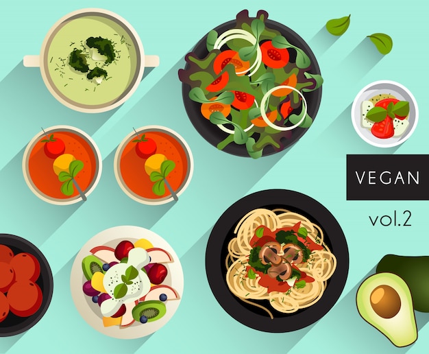 Vector food illustration : vegan food