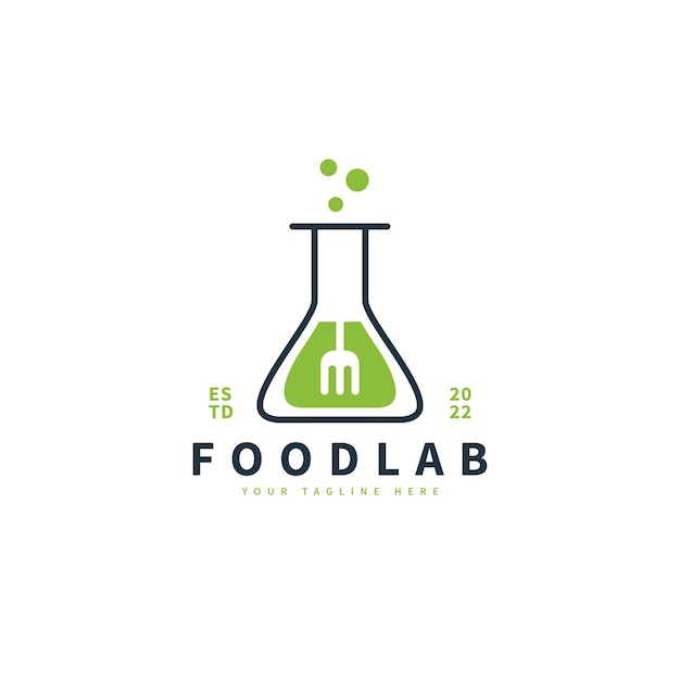 Food lab vintage logo design with fork icon vector illustration 2