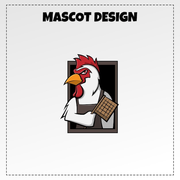 Vector food logo grilled chicken mascot illustration vector design