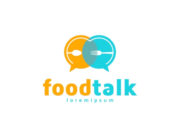 Food logo with chat or message conversation concept