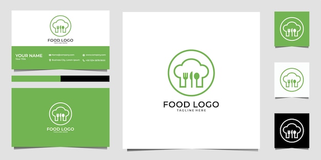 food logo with chef hat logo design and business card