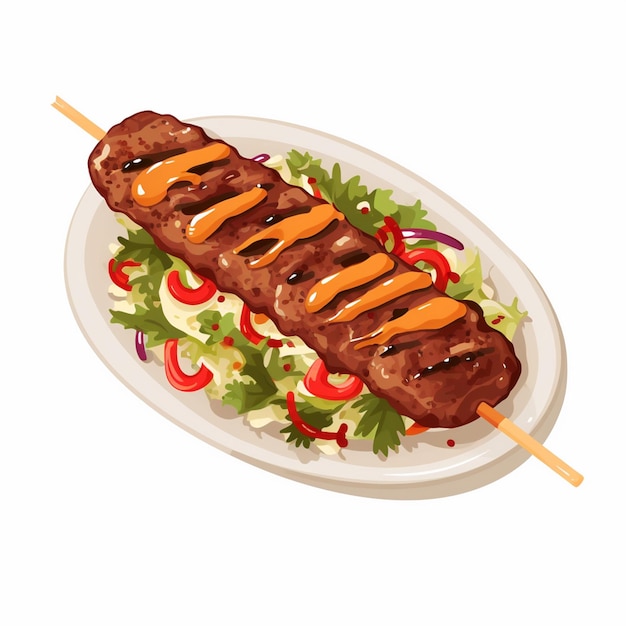 food meat grill restaurant beef kebab vector delicious turkish grilled meal design isola