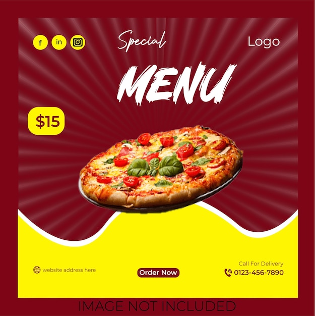 Food menu banner social media post editable social media templates