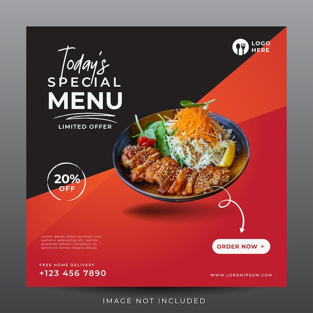 food menu banner for social media template