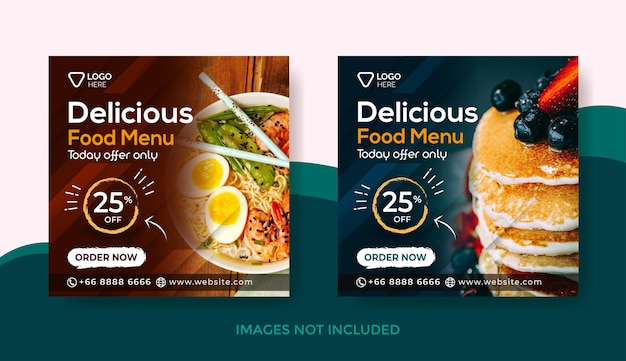 food menu banner template or social media post template or delicious menu banner template