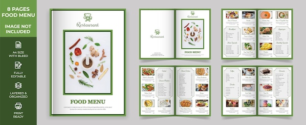 Food Menu Brochure Template Healthy Food Menu simple style and modern layout