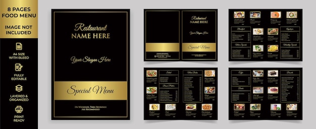 Food Menu Brochure Template Luxury Menu simple style and modern layout