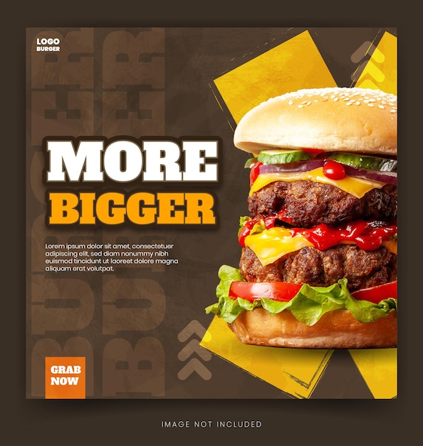 Vector food menu burger banner social media post