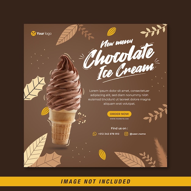 Food menu and chocolate ice cream social media banner template free vector