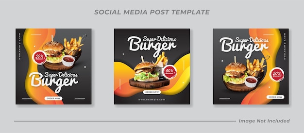 Food menu and delicious burger web banner template