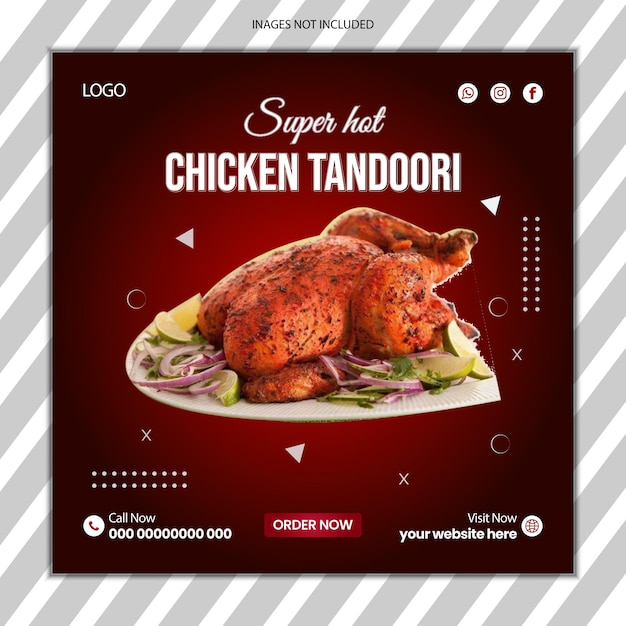 food menu delicious chicken instagram facebook story template set vector