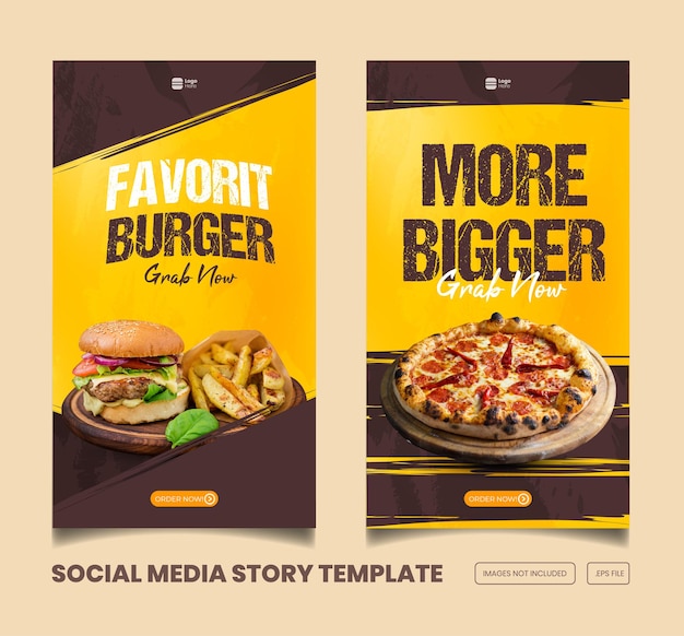 Food menu and delicious instagram and facebook story and banner template