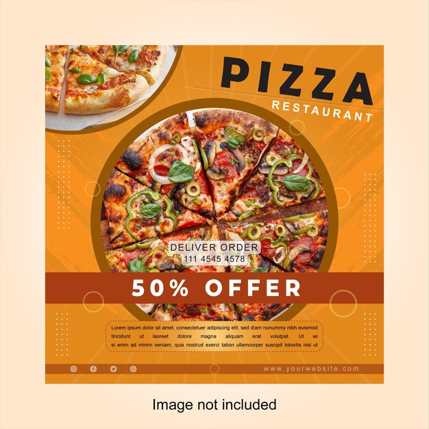 Vector food menu and delicious pizza social media banner template free download