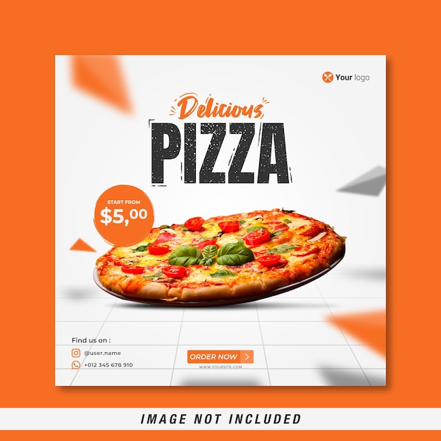 Food menu and delicious pizza social media banner template free vector