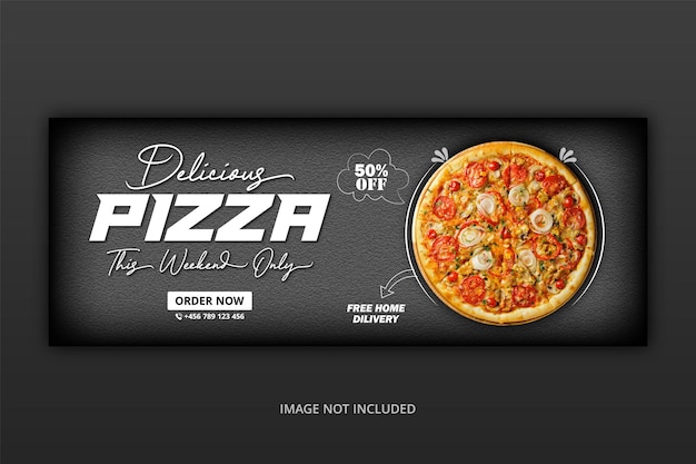 Food menu and delicious pizza web banner template