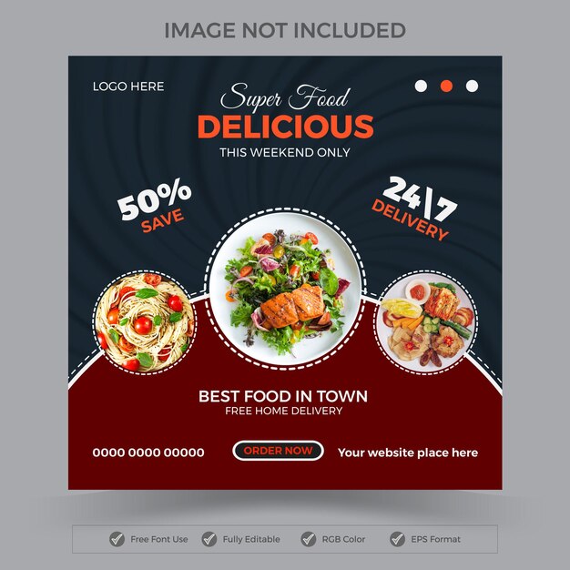 Vector food menu design template for social media post