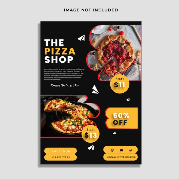 Food menu and pizza social media banner template Premium Vector