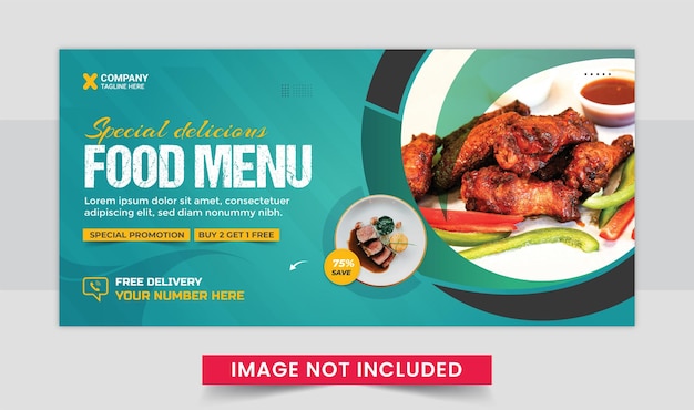 Food menu promotion flyer or web banner template