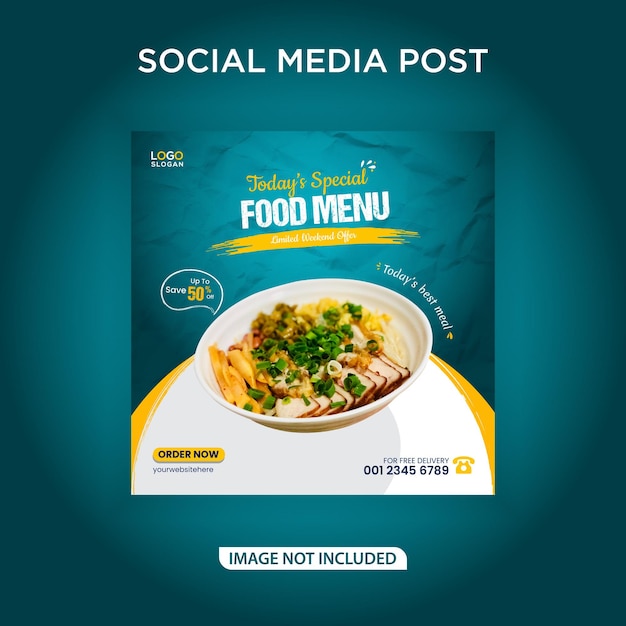 Food menu and restaurant banner social media post