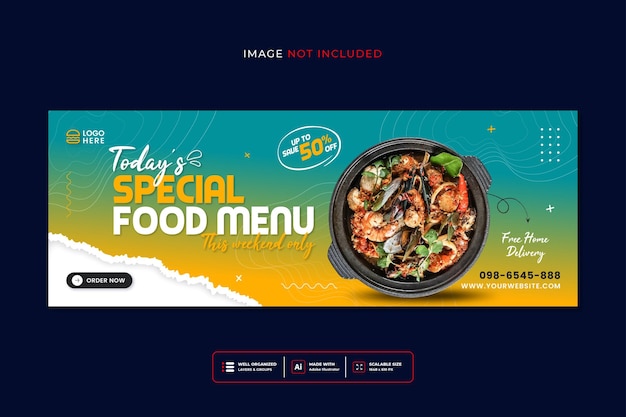 Food menu and restaurant facebook cover template Premium Vector