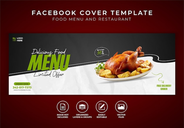 Food menu and restaurant facebook cover template