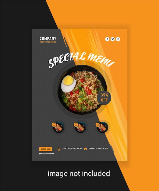 Food menu and restaurant flyer template design