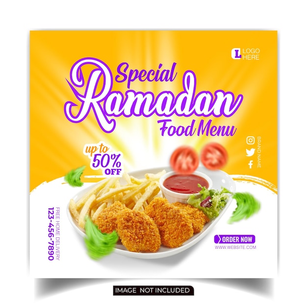 Food menu and restaurant ramadan social media post banner template