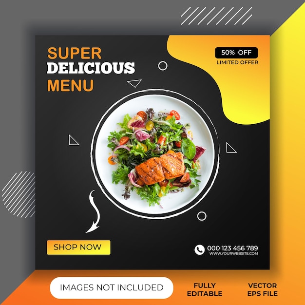 Food menu and restaurant social media banner post design