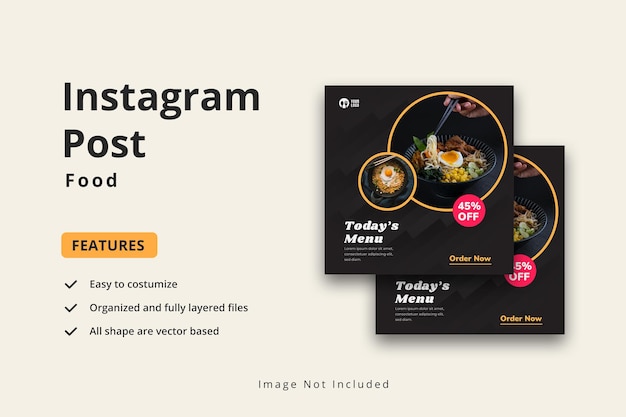 Food menu and restaurant social media banner template