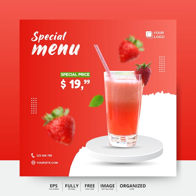 Food menu and restaurant social media banner template