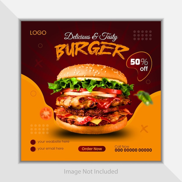 Food menu and restaurant social media banner template