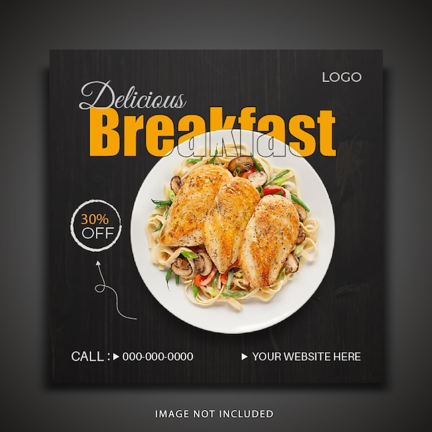 Vector food menu and restaurant social media banner