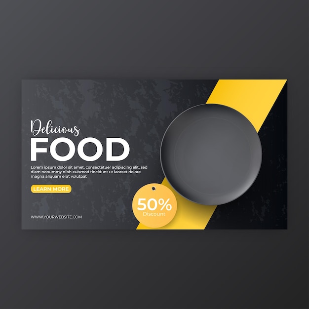 Food menu and restaurant social media cover template for promotion