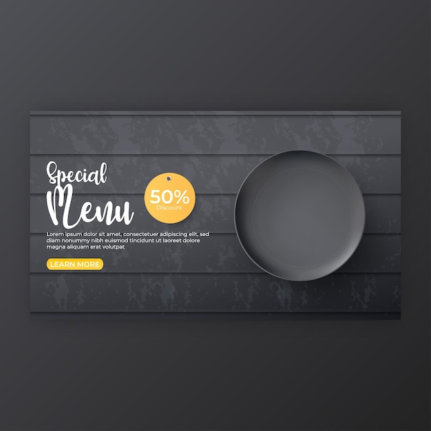 food menu and restaurant social media cover template for promotion