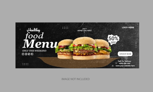 Food menu or restaurant social media cover template