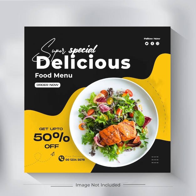 Food menu and restaurant social media instagram and food banner design