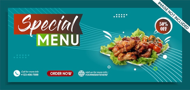 Vector food menu and restaurant social media post banner template