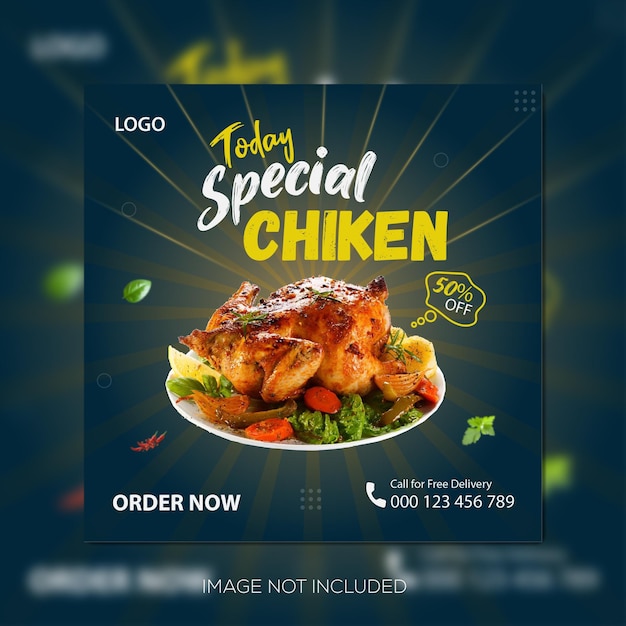 Vector food menu and restaurant social media post design