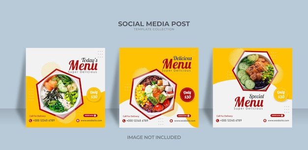 Food menu restaurant social media post template Premium Vector