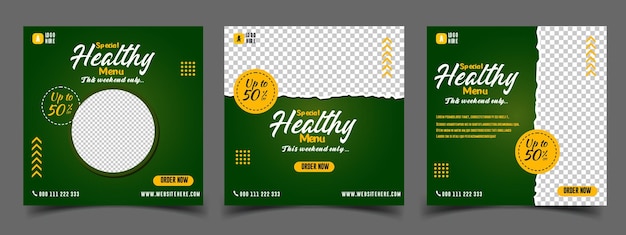 Food menu and restaurant social media post templates