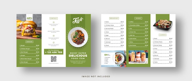 food menu restaurant trifold brochure